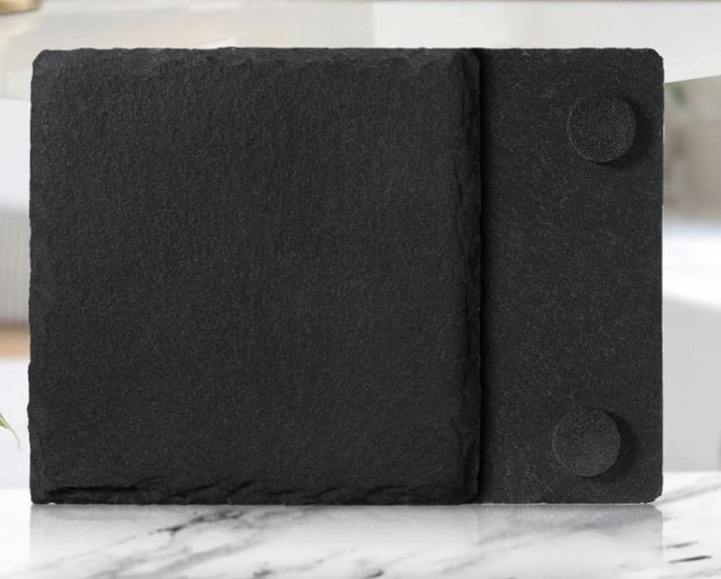 Custom Slate Coaster 4x4 in. with Foam Feet - Laser Engraved w/ Text and Logos
