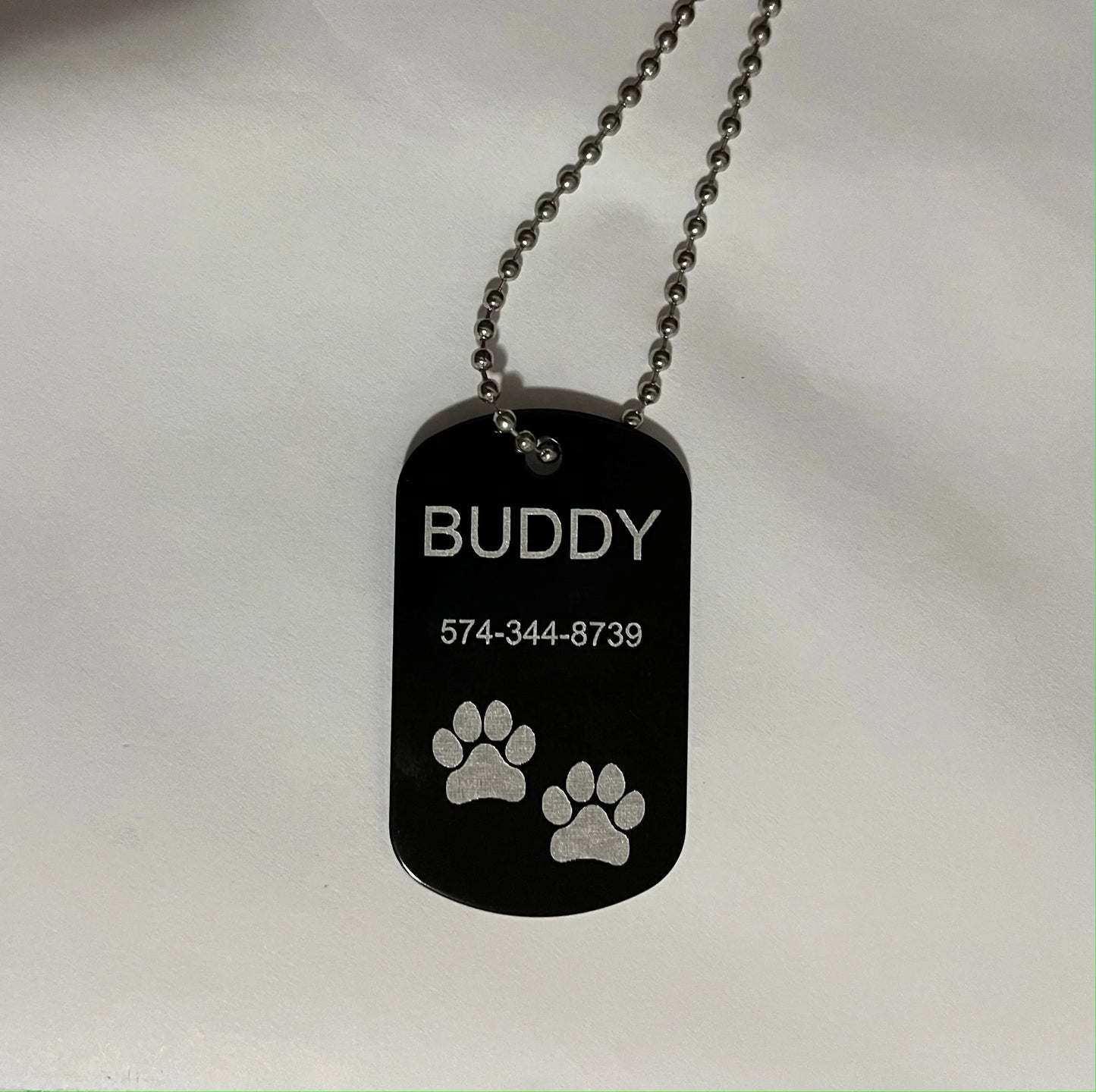 Custom Dog Tags with Chain (Black)