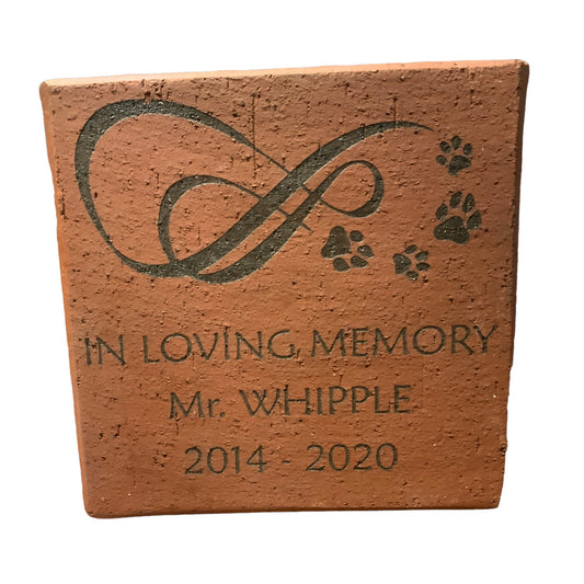 Customizable Laser Engraved Brick Personalized images and text. Pet memorial laser engraved brick