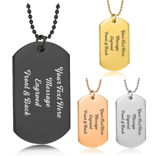 Custom Dog Tags with Chain (Black)